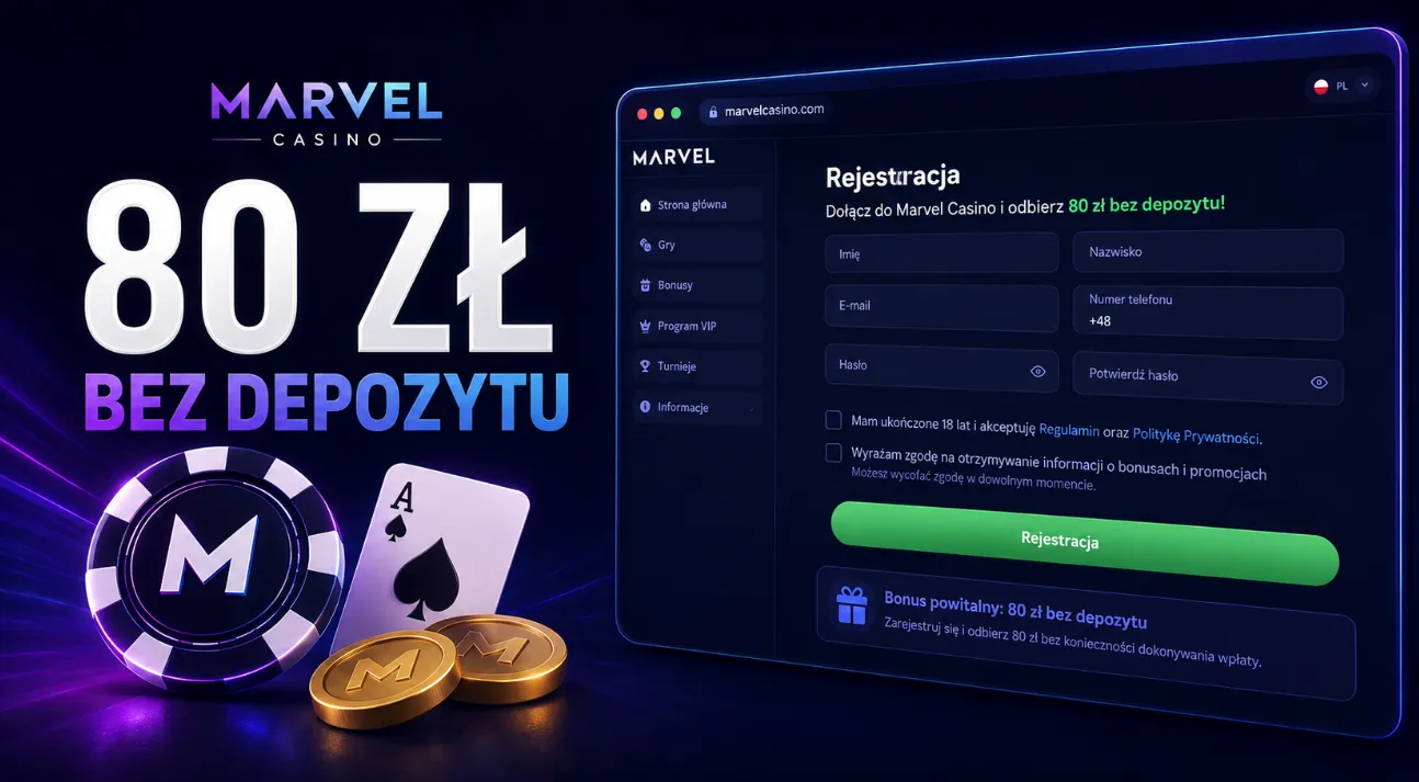 Marvel Casino 80 zł za rejestrację